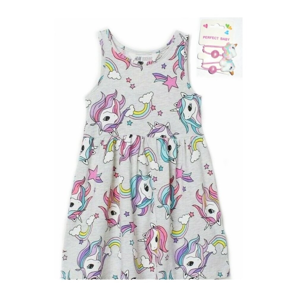 H&M Unicorn Dress Capris Hair Ties 2-4 4-6 NEW